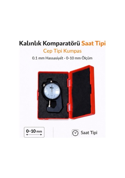 Senbang Kalınlık Komparatörü Saat Tipi Cep Tipi Kumpas 0.1 Mm Hassasiyet 0 10 Mm Ölçüm