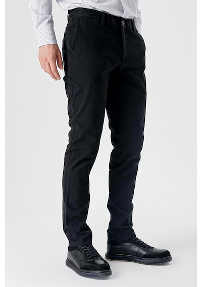 İmza Siyah Armürlü %100 Pamuk Yan Cepli Slim Fit Dar Kesim Casual Pantolon 1003235117-siyah Siyah