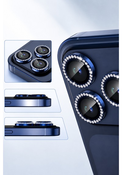 İphone 17 Pro / 17 Pro Max Uyumlu Taşlı Kamera Lens Koruyucu Abis