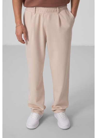 Tommylife Bej Yüzeyi Dokulu Rahat Form Palazzo Erkek Pantolon - 82163 Bej