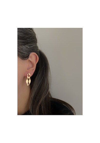 Çelik Rose Gold Ezme Zincir Model Nora Küpe -kararma Yapmaz- Altın