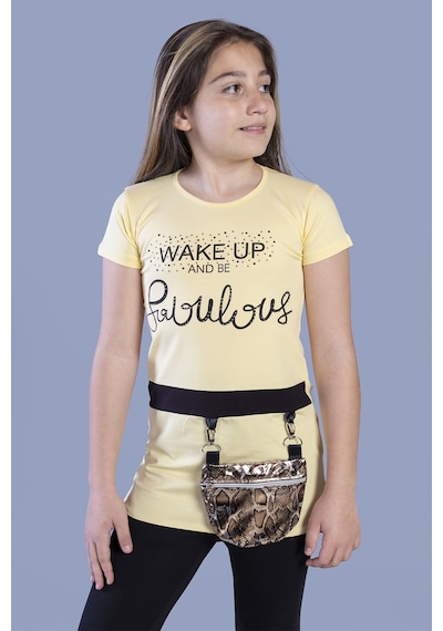 Toontoy Kids Toontoy Kız Çocuk T-shirt Önü Çantalı Sarı