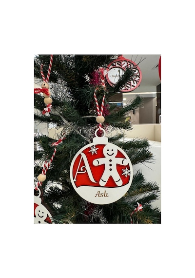Kişiye Özel Ahşap Kurabiye Adam Yılbaşı Ağacı Süsü - Bgasnowman02