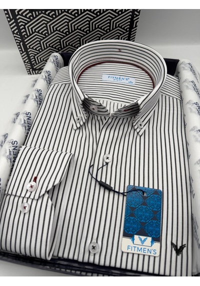 Slim Fit Uzun Kol Premium Çizgili Yaka Düğmeli Hediye Kutulu Erkek Gömlek Fs-004440 - Siyah-3175 Slim Fit Uzun Kol Premium Çizgili Yaka Düğmeli Hediye Kutulu Erkek Gömlek Fs-004440 - Siyah-3175