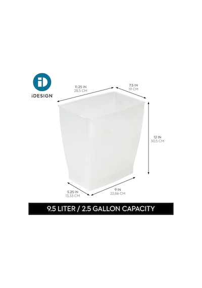 İdesign 64720eu Spa Rechteckiger Mülleimer, 11 Liter, Mattiert Belirtilmemiş