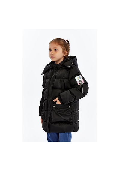 Benitto Kids Kız Çocuk Kalın Kışlık Kapüşonlu Kaban 51349 Siyah