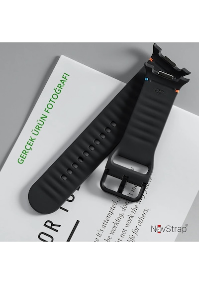 Novstrap Samsung Galaxy Watch 9 40mm 44mm İle Uyumlu Kordon Dikişli Silikon Kayış Tam Uyumlu Pimli