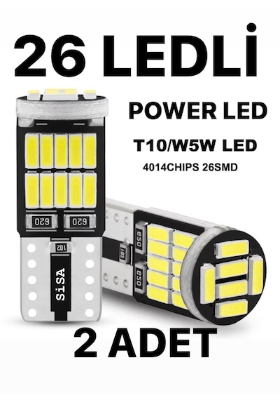 T10 Led 26 Ledli W5w Canbus Metal Ultra Power Beyaz Park Plaka Tavan Ampulü 1 Takım