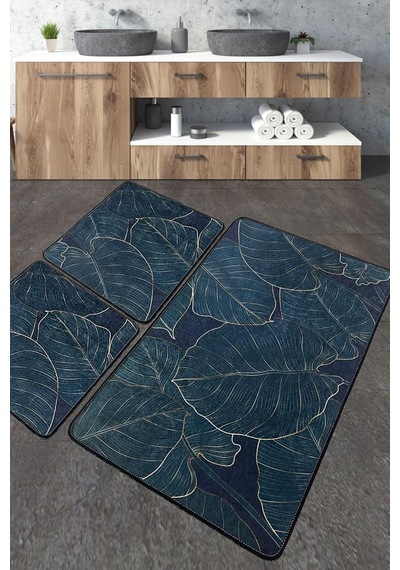 Chilai Home Zeleno Banyo Halısı Djt 3lü Set Banyo Halısı Paspas Yıkanabilir Kaymaz Diğer