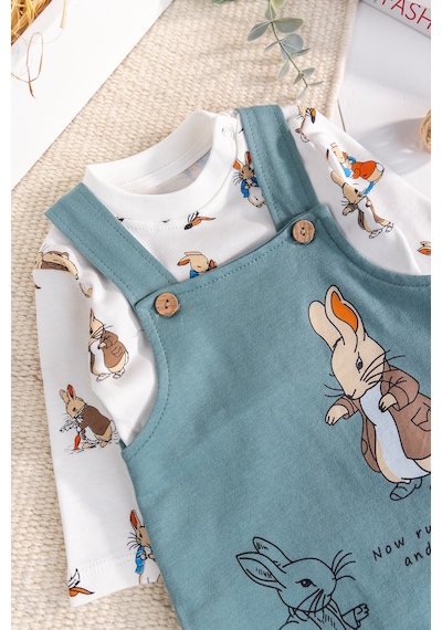 Babymod Tavşan Fiğürlü 2'li Erkek Bebek Salopet Tulum Yeşil