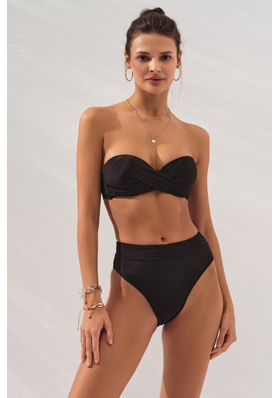 Pierre Cardin Bonie Dolgulu Straplez Yüksek Bel Bikini Takım Siyah 231225 231225 Sıyah