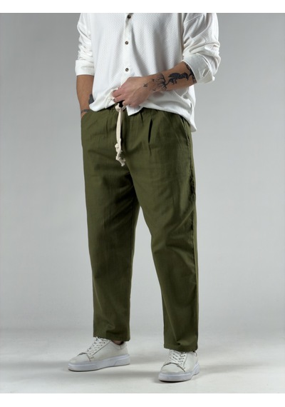 Cocopelli Haki Erkek Keten Pantolon Coc3031