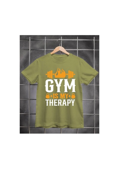 Segungear Gymtherapy Erkek Regular Fit Baskılı Spor Tişört Haki - 933732727 Haki
