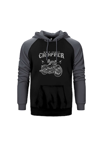 West Coast Choppers Customs Gri Renk Reglan Kol Kapşonlu Sweatshirt Gri