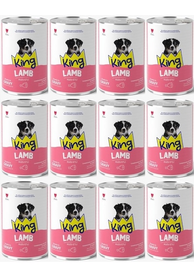 King Et Parçacıklı Kuzu Etli Yavru Köpek Konserve 400 Gr 12 Adet