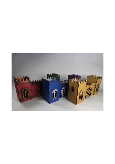 3 Lü Set Ahşap Kale / Sur Maket Seti Kendin Boya, Eğlen
