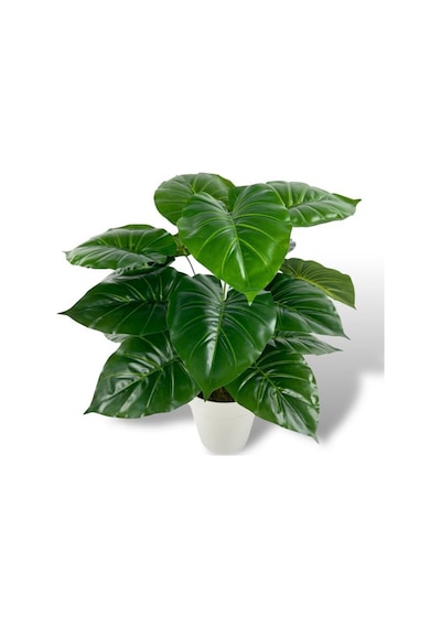 Yapay Çiçek Krem Saksıda Pothos Yeşil Doğal Dokulu 18dal 50cm Salon Çiçeği Yapay Bitki