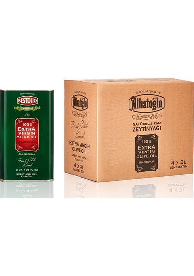 Alhatoğlu Bestolıo Naturel Sızma Zeytinyağı Teneke 4 x 3 L