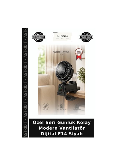 Özel Seri Günlük Kolay Modern Vantilatör Dijital F14 Siyah