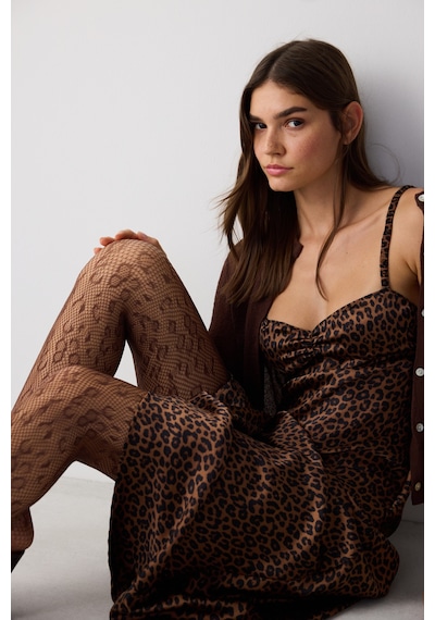 Penti Leopard File Kahverengi Soket Çorap