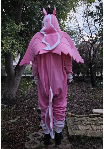Unicorn Kostümü Yetişkin Unicorn Pijama Tulum Kostüm Pembe