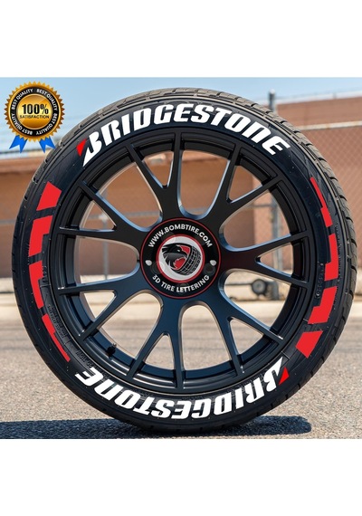 Bridgestone Lastik Yazısı + Kırmızı Şerit 16 Adet Lastik Sticker