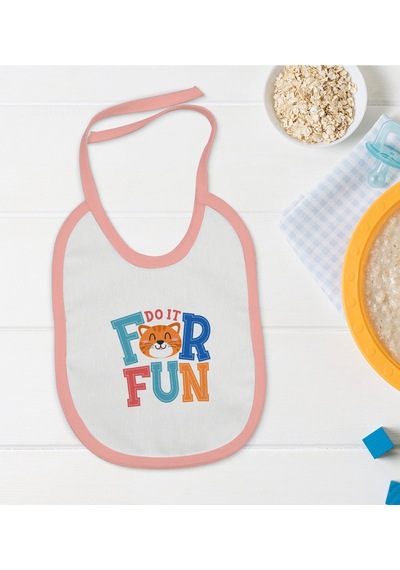 Bk Kids For Fun Tasarımlı Pembe Bebek Mama Önlüğü Pembe