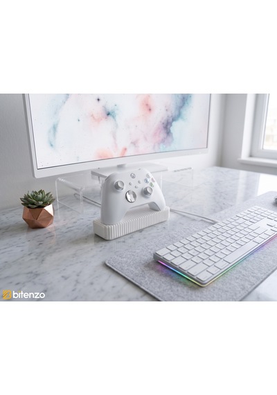 Izgara Tasarım Masaüstü Oyun Kolu Standı, Gamepad Tutucu - Beyaz