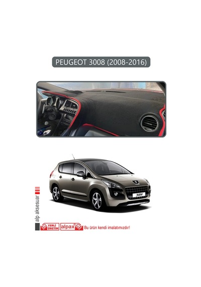 Peugeot 3008 2008-2016 Torpido Koruma Halısı Gri Kenar