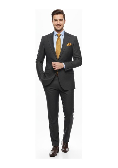 Presto Erkek Slimfit Çizgili Yün Takım Elbise 6 Drop Siyah 2127-250 Koyu Lacivert