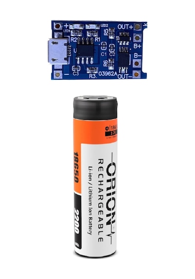 1 Adet Orion Li-ion Pil Ve Tp4056 Micro Usb Korumalı 18650 Pil Şarj Devresi
