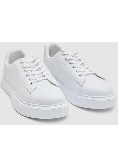 D's Damat 0EC09ORT0378 Beyaz Kalın Beyaz Tabanlı Bağcıklı Sneaker Ayakkabı Beyaz