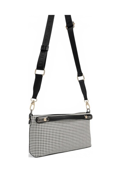 Silver & Polo Silver Polo Siyah - Siyah Kaz Ayağı Ekose Kadın Çapraz Çanta Sp1288