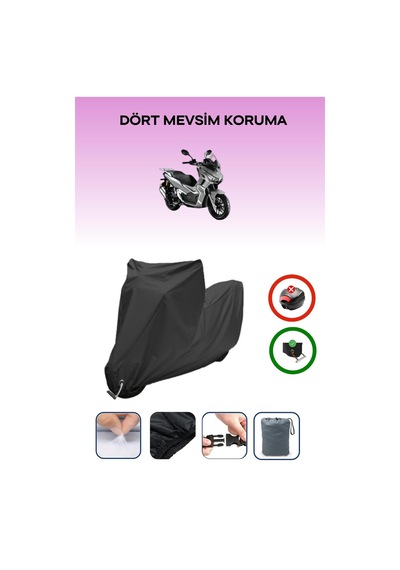 Siyah Kilit Uyumlu Rks Velloce 150 Uyumlu Motosiklet Brandası Su Geçirmez