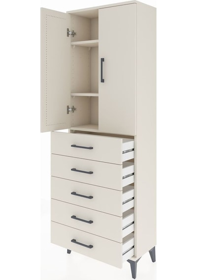 Arges Dolap 3 Raflı 5 Çekmeceli 2 Kapaklı 60x30x182 Aytaşı-ay... Aytaşı