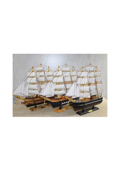 2 Adet Ahşap Yelkenli Gemi Dekoratif Model, Yelkenli Tasarım, Wooden Sailboat, 40 X 35 Cm
