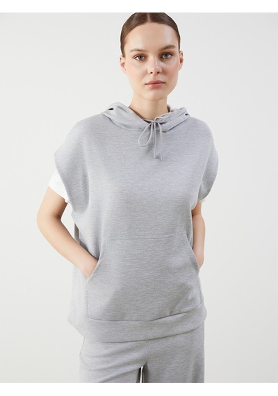 Lcw Modest Gri Kanguru Cepli Kadın Hoodie