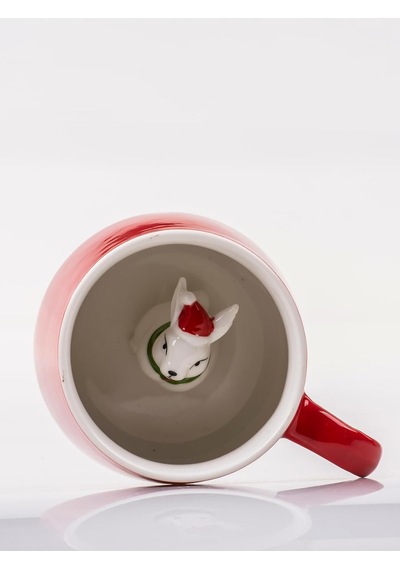 Lexroo Mukko Home 3d Tavşan Biblo Sürpriz Porselen Kupa - 350 Ml, Şık Ve Eğlenceli Tasarım,kırmızı
