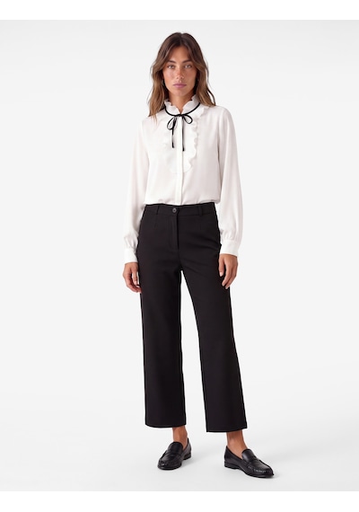Koton Normal Bel Yan Cepli Düğmeli Straight Fit Kumaş Pantolon Siyah 7wak40027ek