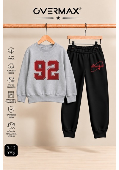 Overmax 92 Baskılı Çocuk Bisiklet Yaka Sweatshirt Eşofman Takımı- 3-12 Yaş Gri Üst-siyah Alt - 928488349 Gri Üst-siyah Alt Overmax 92 Baskılı Çocuk Bisiklet Yaka Sweatshirt Eşofman Takımı- 3-12 Yaş Gri Üst-siyah Alt - 928488349 Gri Üst-siyah Alt