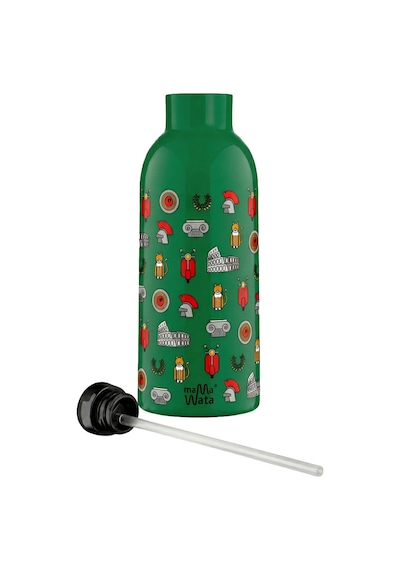 Mamawata Rome Pipetli Çocuk Termos Matara 470 Ml Paslanmaz Çelik Sızdırmaz Yalıtımlı Suluk Yeşil