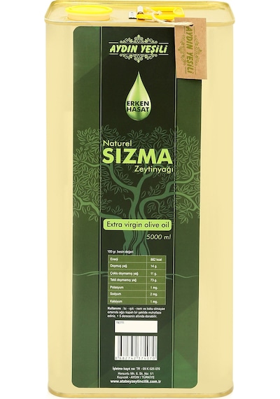 Aydın Yeşili Erken Hasat Naturel Sızma Zeytinyağı Yeni Sezon 5 L