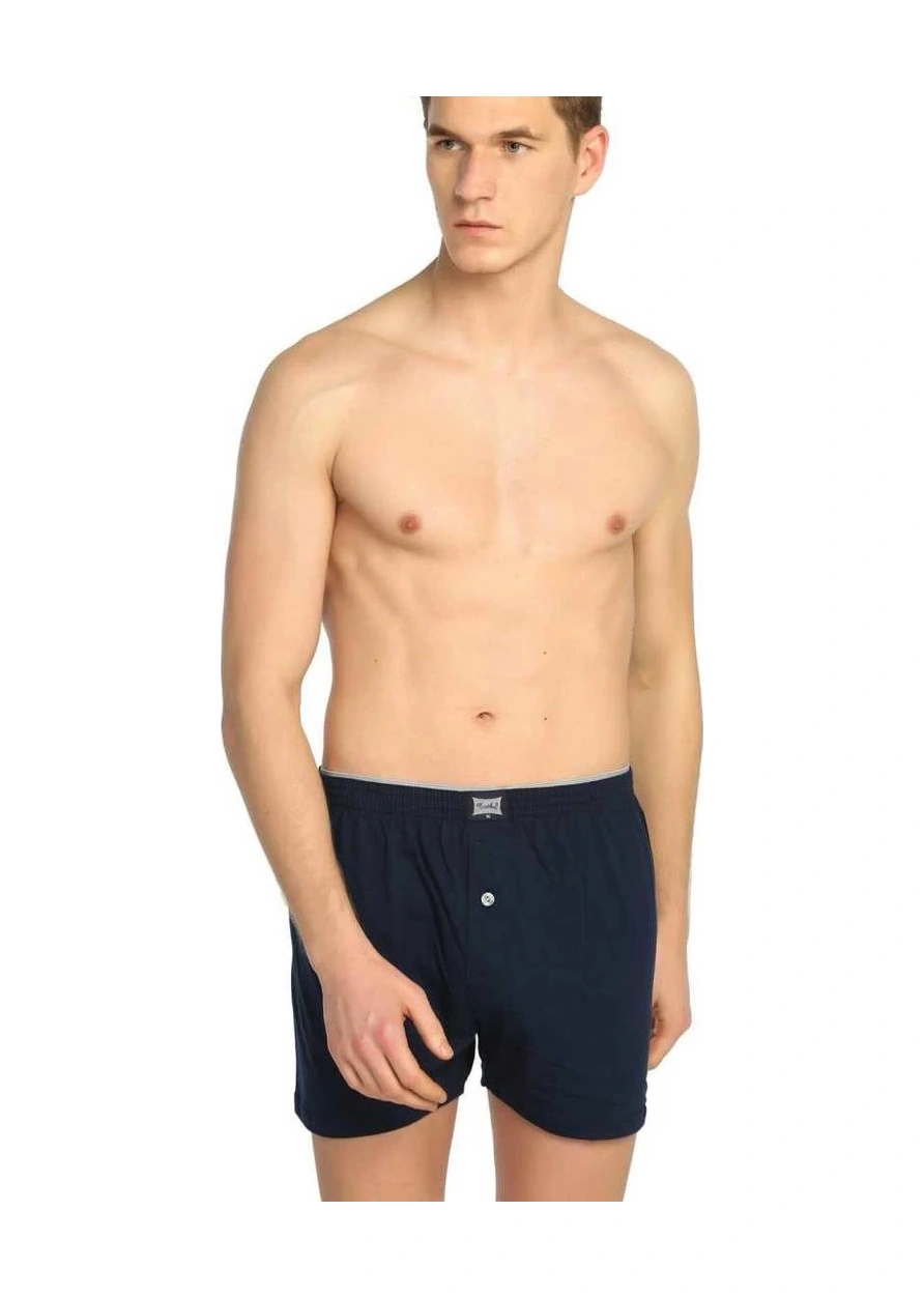 Tutku 117 Battal Erkek Düz Penye Boxer Lacivert