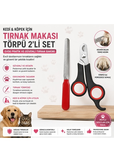 Kedi Köpek Tırnak Makası Ve Törpü 2li Set