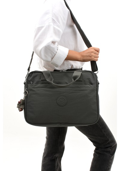 Özer-3027 Sanmorris Unisex Krinkıl Suya Dayanıklı Çapraz-el Askılı Evrak Ve Laptop Çantası Koyu Gri