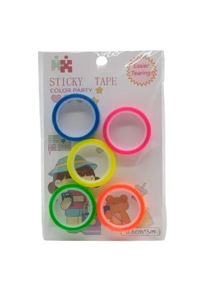 Nasadan Neon Renk Yapışkanlı Şeffaf Postit - 5 Metre