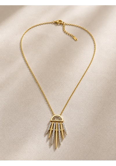 Zirkon Taş Gold Kolye