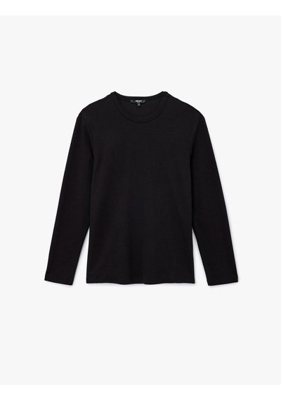 Koton Pamuklu Bisiklet Yaka Basic Slim Fit Uzun Kollu Tişört Siyah 6wam10109hk Siyah