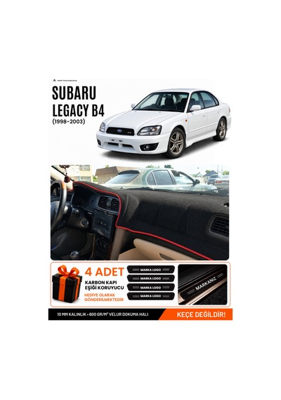 Subaru Legacy B4 1998-2003 Uyumlu Torpido Örtüsü, Torpido Kılıfı - Siyah-kırmızı - Su006