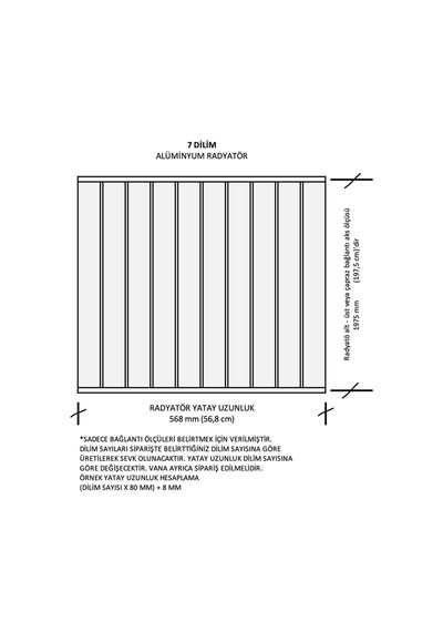 Alüminyum Panel Radyatör Klasik 2000x7 Ral 9010 Kırık Beyaz